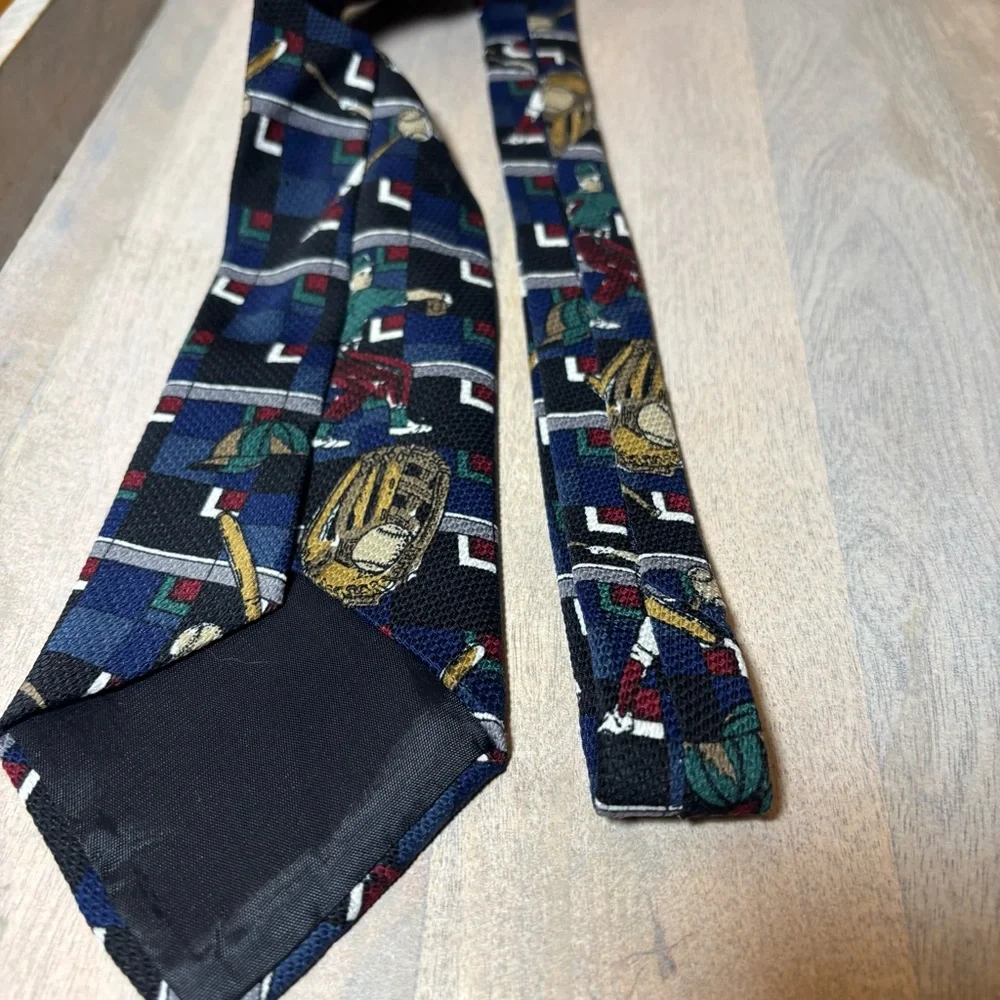 Men's Sports-Themed Tie polyester made in USA baseball player baseball bat glove